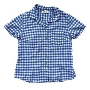 LOGG | Checkered Short Sleeve Button Up Blouse